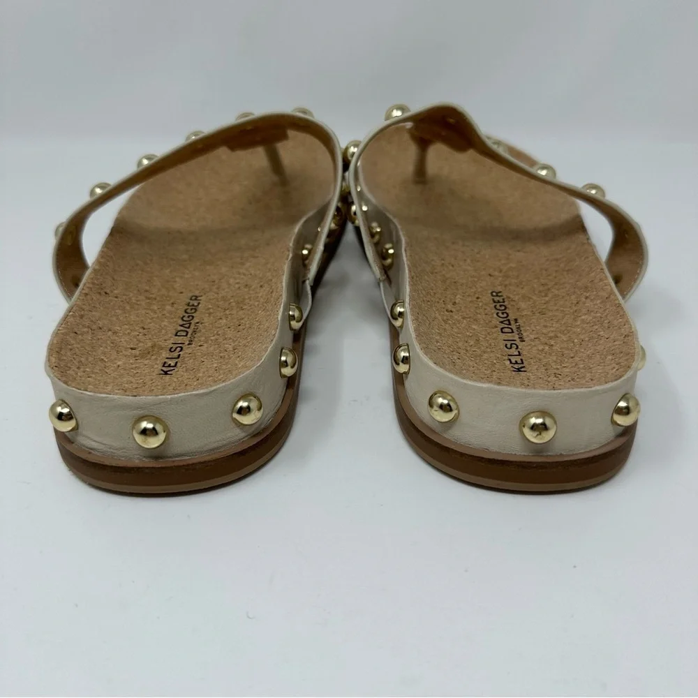 Anthropologie Kelsi Dagger Brooklyn Leather Surface Sandal Ivory Size 9.5
